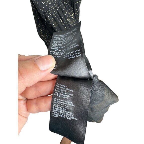 H&M Sparkle Pattern Sleeveless Mesh Lined Dress Black & Gold - Picture 3 of 4